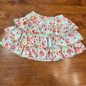 Pippers girls 3 tier ruffle floral skirt flannel material blue size 6